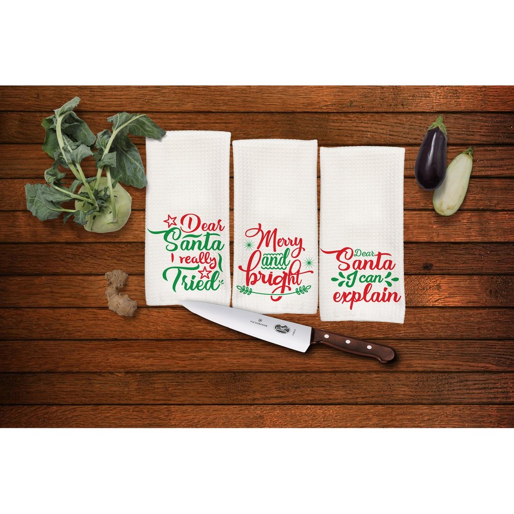 Funny Christmas kitchen towels, Great gift for everyone,‎ Set of 3 towels